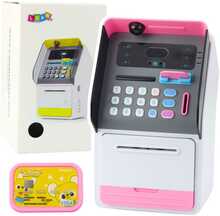 Interaktiivne rahakassa Lean Toys ATM seif PIN-koodiga, roosa, 27 x 17.5 x 15.5 cm