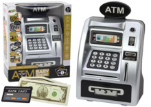 Laste pangautomaat Lean Toys Piggy Bank, hõbe/must, 24.5x15.5x9 cm
