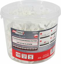 Plaatide tasandussüsteem Aw-Tools AW30370, 1.0 mm - 7-15 mm, 400 tk