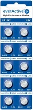 Patareid Everactive AG12 G12 LR1142 LR43, 1,5 V, 10 tk