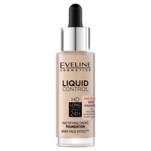 Jumestuskreem Eveline Cosmetics Liquid Control HD Mattifying Drops Foundation, 010 Light Beige, 32 ml