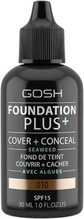 Vedel jumestuskreem Gosh Foundation Plus+ Cover & Conceal, 010 Tan, SPF 15, 30 ml