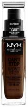 Jumestuskreem NYX Professional Makeup Cant Stop Wont Stop Full Coverage Foundation, 25 Deep Ebony, 30 ml