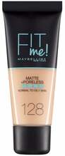 Maybelline Fit Me Matte + Poreless jumestuskreem, 128 Warm Nude, 30 ml