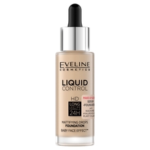 Jumestuskreem Eveline Cosmetics Liquid Control HD, 015 Light Vanilla, 32 ml