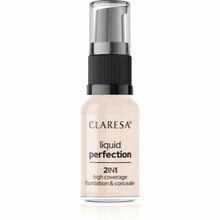 Claresa Liquid Perfection 2in1 High Coverage jumestus- ja peitekreem, 101 Light, 18 g