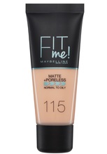 Maybelline Fit Me Matte + Poreless jumestuskreem, 115 Ivory, 30 ml