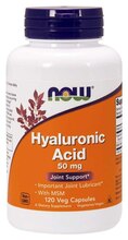Now Foods hüaluroonhape MSM-iga, 50 mg, 120 kapslit