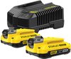 Stardikomplekt Stanley Starter Set V20, 18 V, 2x2.0 Ah + laadija
