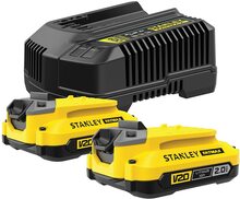 Stardikomplekt Stanley Starter Set V20, 18 V, 2x2.0 Ah + laadija