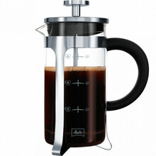 Kohvikann Melitta French Press Premium, 1 L, must/roostevaba teras/läbipaistev