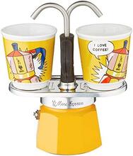 Kohvimasin Bialetti Mini Express Lichtenstein, hõbe/kollane, 2 tassi