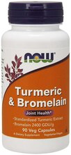 Now Foods kurkum 300 mg ja bromelaiin 150 mg, 90 kapslit