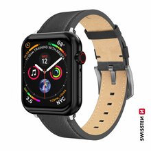Swissten nahast Apple Watch rihm 42/44/45/49mm, hõbe/must