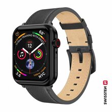 Swissten nahast rihm Apple Watch 42/44/45/49mm, must