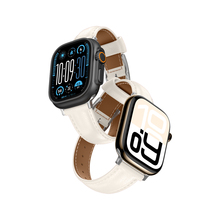 AmazingThing Class Band nahast rihm Apple Watch 45/46/49 mm, heledapruun