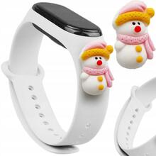 Xiaomi Mi Band 3/4 jõuluteemaline silikoonrihm, valge (Snowman 2)