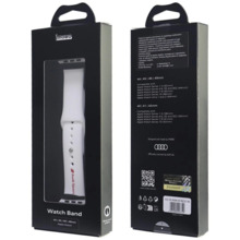 Audi Sport Red Logo silikoonrihm Apple Watch 44/45/46/49mm, valge