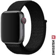 Swissten Nylon Band Apple Watch 42/44/45/49 mm, must