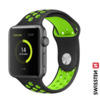 Swissten Sport silikoonist rihm Apple Watch 38/40 mm, must/roheline