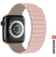 Kellarihm Swissten Silicone Magnetic Band Apple Watch 42/44/45/49 mm, roosa/cappuccino