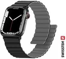 Swissten silikoonist magnetkinnitusrihm Apple Watch 38/40 mm, must/hall