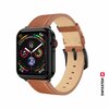 Kellarihm Swissten Leather Band, Apple Watch 42/44/45/49mm, pruun/must