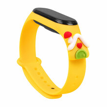 Hurtel jõuluteemaline silikoonrihm Xiaomi Mi Band 3/4, kollane, majakesega