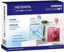 Lehtmaskide komplekt Mediheal, 2 x 24 ml, koos näomassaažirulliga