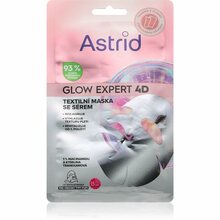 Tekstiilmask näole Astrid Glow Expert 4D niatsiinamiidiga, kirkastav ja siluv, 1 tk