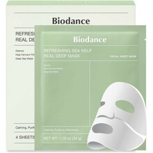 Öine kangasmask näole rasueritust tasakaalustav Biodance Refreshing Sea Kelp Real Deep Mask, 4x34 g
