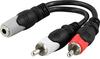 Helikaabel Deltaco AA-6A, 3,5 mm F - 2x RCA M, 0,1 m, must, hall, punane