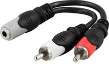 Helikaabel Deltaco AA-6A, 3,5 mm F - 2x RCA M, 0,1 m, must, hall, punane
