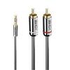 Audiokaabel Lindy 35335, 3,5 mm - 2 x RCA, 3 m, antratsiit
