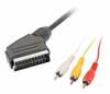 Kaabel Lanberg CA-EURC-10CC-0018-BK, SCART - 3 x RCA male, 1,8 m, kollane