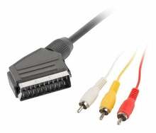 Kaabel Lanberg CA-EURC-10CC-0018-BK, SCART - 3 x RCA male, 1,8 m, kollane