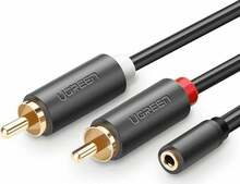 Ugreen AV102 helikaabel 2RCA, 3,5 mm, 5 m, must
