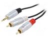 Audiokaabel Qoltec 52341, 2x RCA - Mini Jack 3,5 mm, 3 m, must