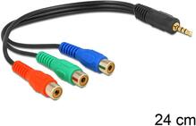 Adapterkaabel Delock 62499, 3,5 mm stereo male - 3 x RCA female, 24 cm, must
