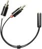 Adapter Deltaco AUD-204, 3.5mm F - 2x RCA M, 0.1 m, must