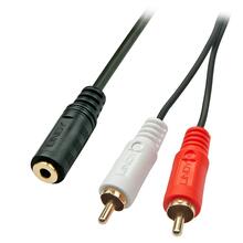 Audio-/videoadapterkaabel Lindy 3.5 mm kuni 2 x RCA, 1.5 m, must