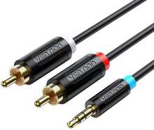 Heliadapterkaabel Vention BCLBK, 3,5 mm - 2x RCA, 8 m, must