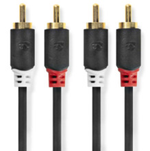 Helikaabel Nedis CABW24200AT05, 2x RCA, 0,5 m, antratsiit