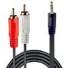 Audiokaabel Lindy 35681, 3.5 mm - 2 x RCA, 3 m, must