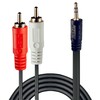 Audiokaabel Lindy 2x RCA - 3,5 mm, 1 m, must