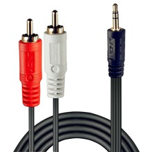 Audiokaabel Lindy 2x RCA - 3,5 mm, 1 m, must