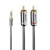 Audiokaabel Lindy 35332, 3,5 mm - 2 x RCA, 0,5 m, antratsiit