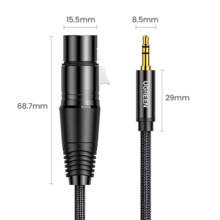 Helikaabel Ugreen AV182, 3,5 mm - XLR, 1 m, must