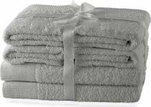 Vannirätikute komplekt AmeliaHome Amari, hall, 6 tk, 2 x 70 x 140 cm + 4 x 50 x 100 cm