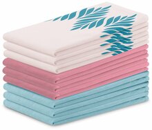 Köögirätikute komplekt AmeliaHome Letty Mix Leaves, 50 x 70 cm, 9 tk, valge/roosa/heleroheline